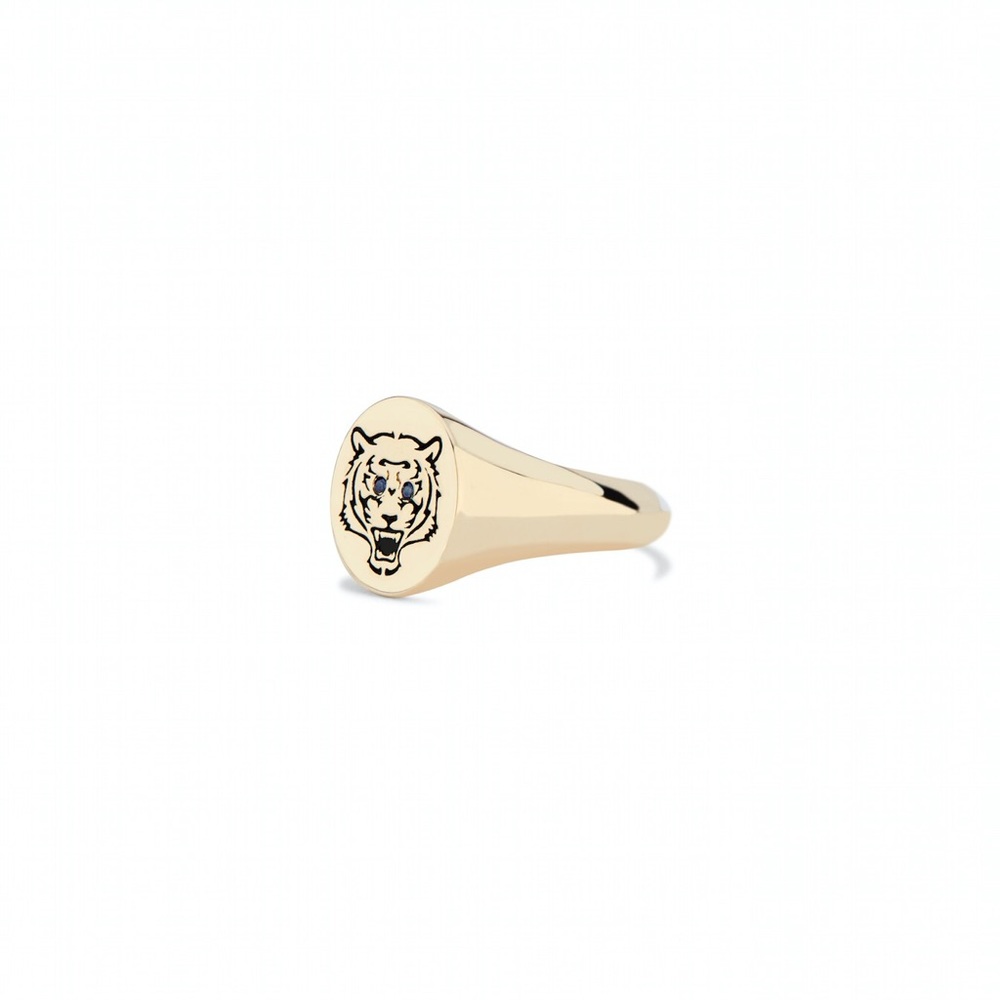 Tiger Signet Ring 14k solid gold ring